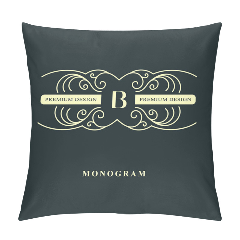 Personality  Line Graphics Monogram. Elegant Art Logo Design. Letter B. Graceful Template. Business Sign, Identity For Restaurant, Royalty, Boutique, Cafe, Hotel, Heraldic, Jewelry, Fashion. Vector Elements Pillow Covers