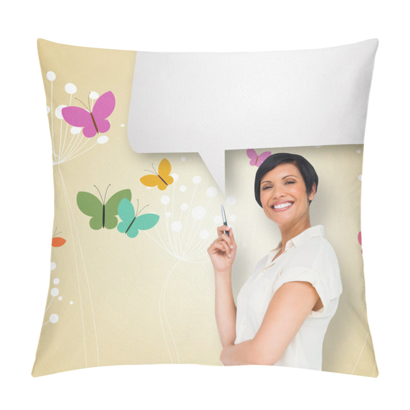 Personality  Businesswoman With Speech Bubble Pillow Covers