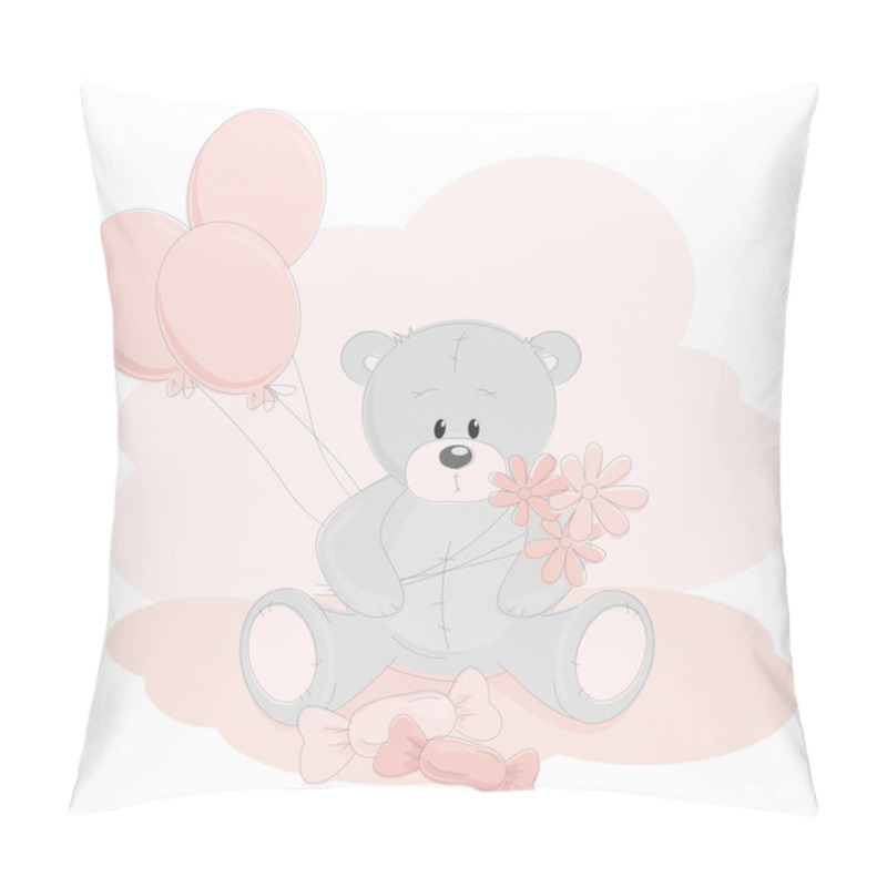 Personality  Greetings Card With Teddy Bear Pillow Covers