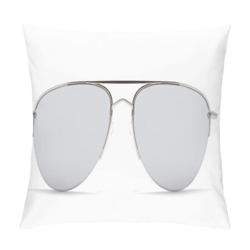 Personality  Sunglasses In An Iron Frame With Gray Glass Isolated On White Pillow Covers