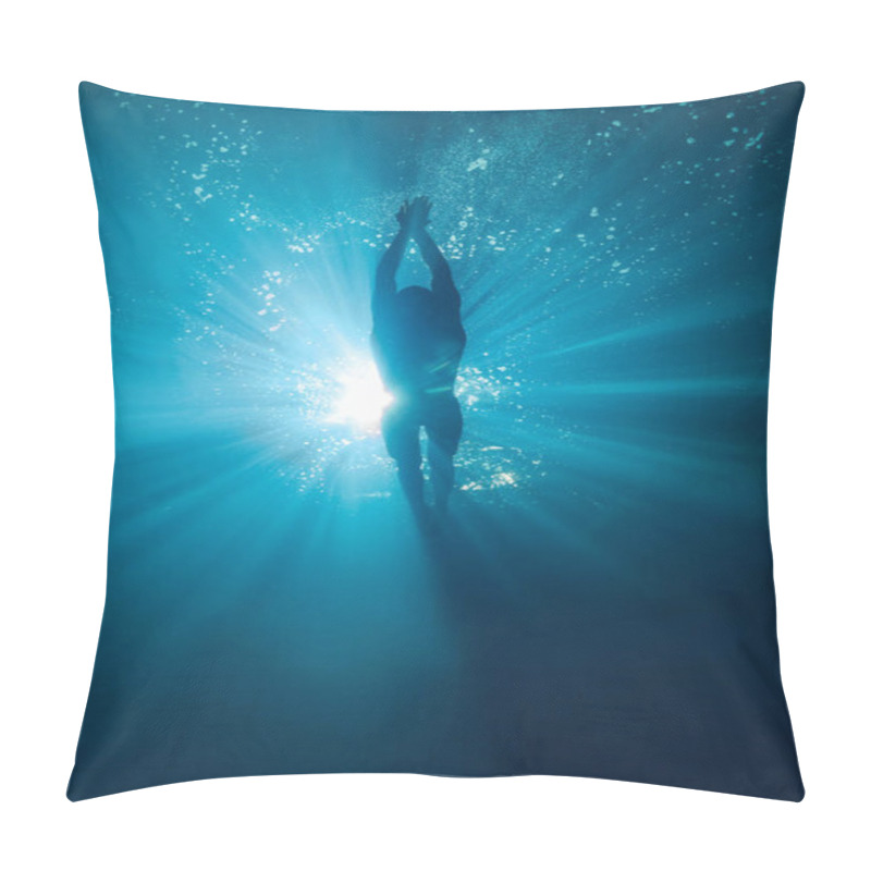 Personality  Underwater Picture Of Professional Swimmer Training In Swimming Pool Pillow Covers