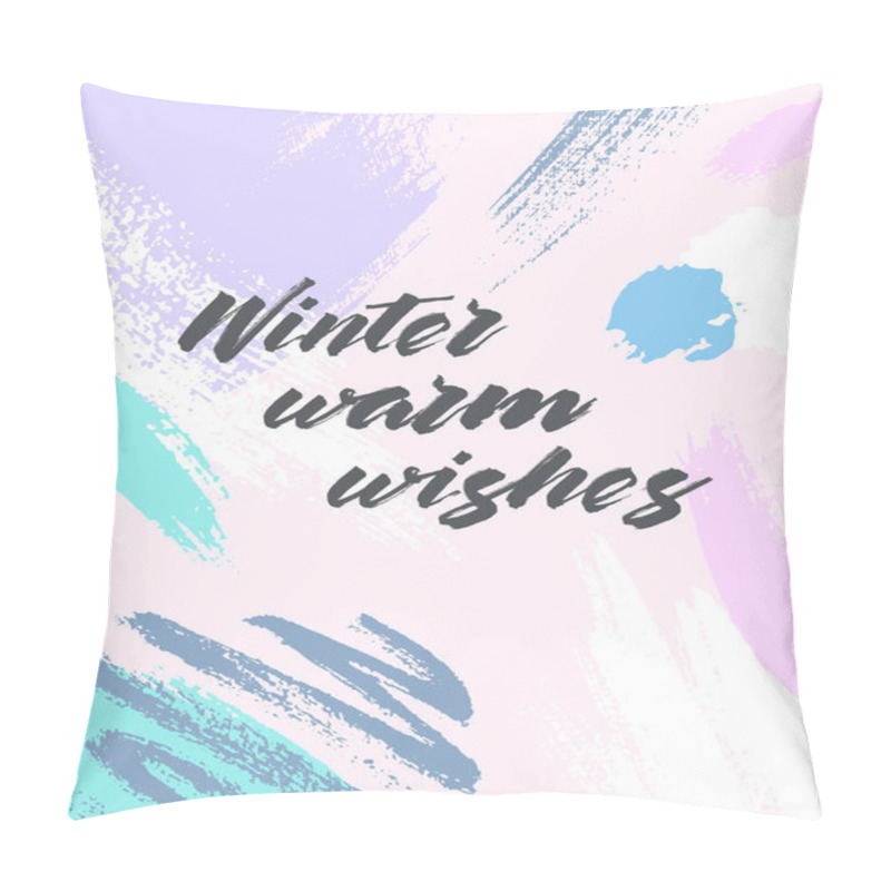 Personality  Trendy Winter Poster With Hand Drawn Shapes And Textures In Soft Pastel Colors.Unique Graphic Design Perfect For Prints,flyers,banners,invitations,special Offer And More.Modern Vector Illustration. Pillow Covers