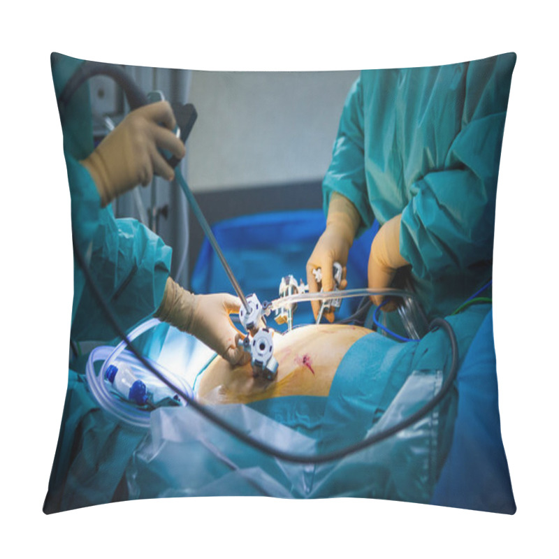 Personality  Hysterectomy In The Operating Room With A Robot Surgeon, Installation Of The Four Arms Of The Robot Including A Camera. Pillow Covers