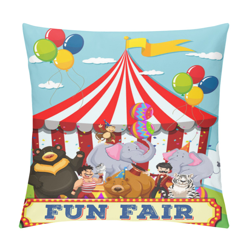 Personality  People And Animals At The Fun Fair Pillow Covers