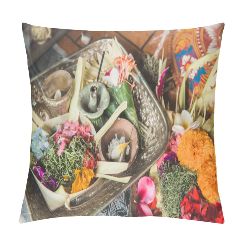 Personality  Daily Offerings Canang Sari Made By Balinese Hindus To Thank The Pillow Covers