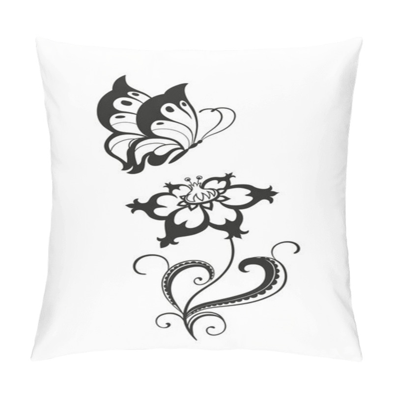 Personality  Silhouette Of Decorative Butterfly And Flower Pillow Covers