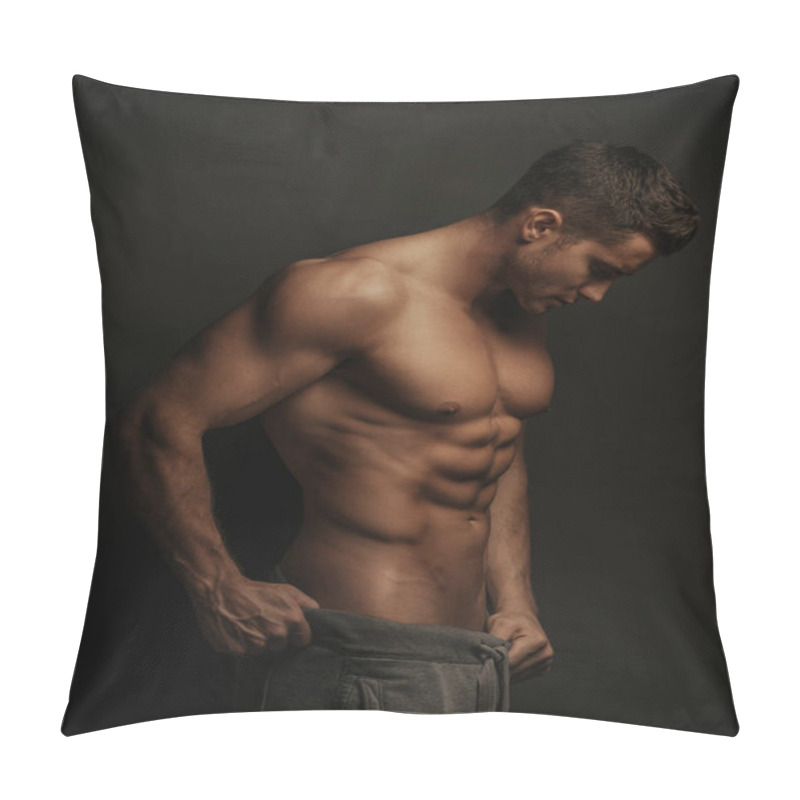 Personality  Shirtless Bodybuilder Standing Profile Pillow Covers