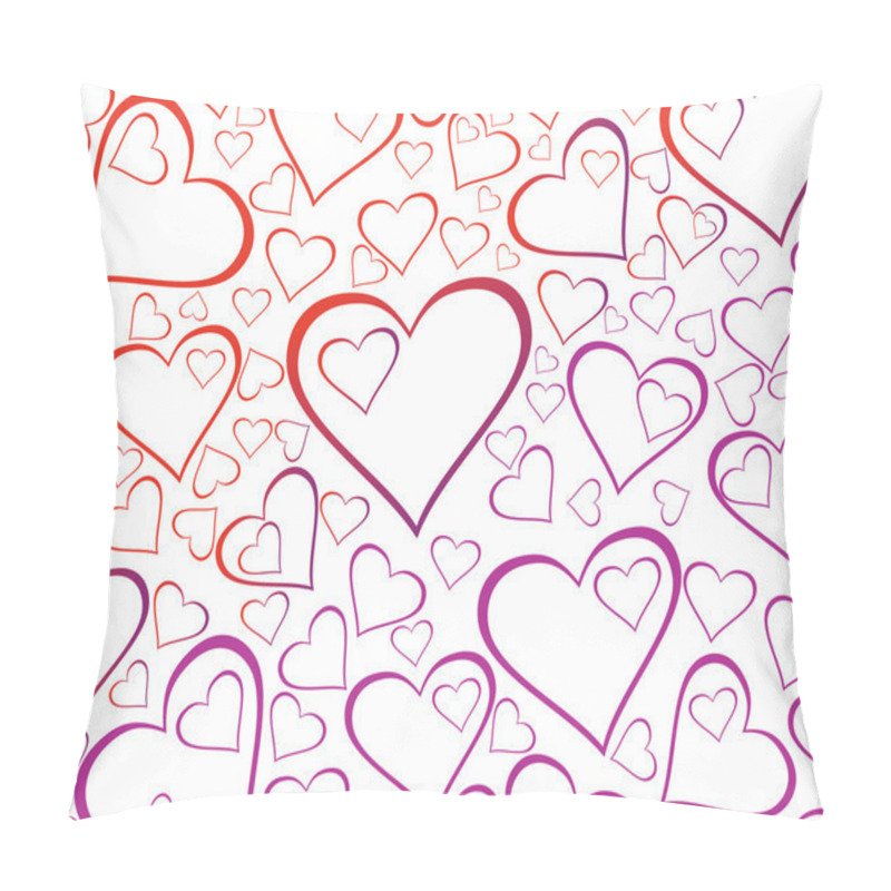 Personality  White Background With Red And Lilac Hearts Pillow Covers