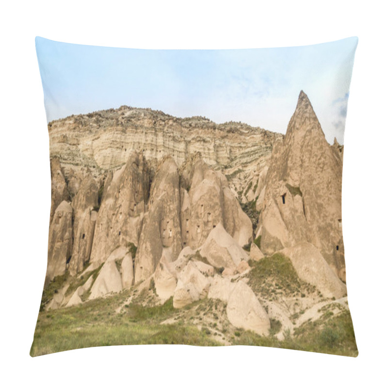 Personality  Front View Of Rocky Hills And Mountain Under Blue Sky, Cappadocia, Turkey Pillow Covers