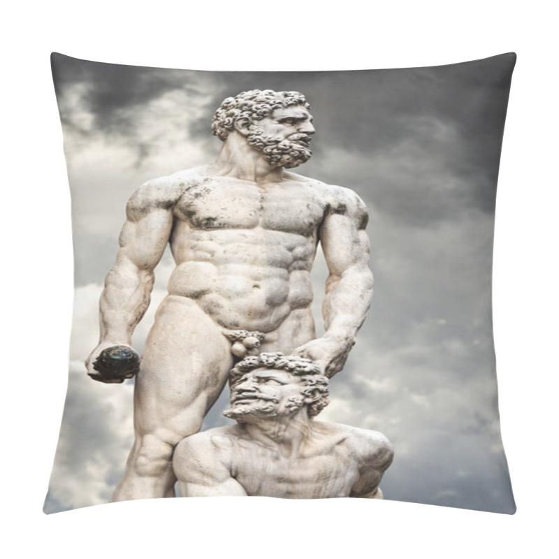 Personality  Close-up Of The Marble Statue Of Hercules And Cacus By Baccio Bandinelli (1493-1560) In Piazza Della Signoria, Florence, UNESCO World Heritage Site,Tuscany, Italy, Europe. Pillow Covers