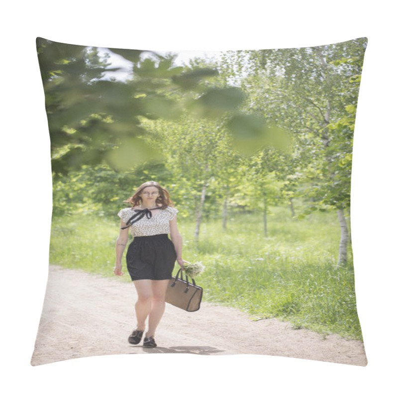 Personality  Girl Walking In The Forest Pillow Covers