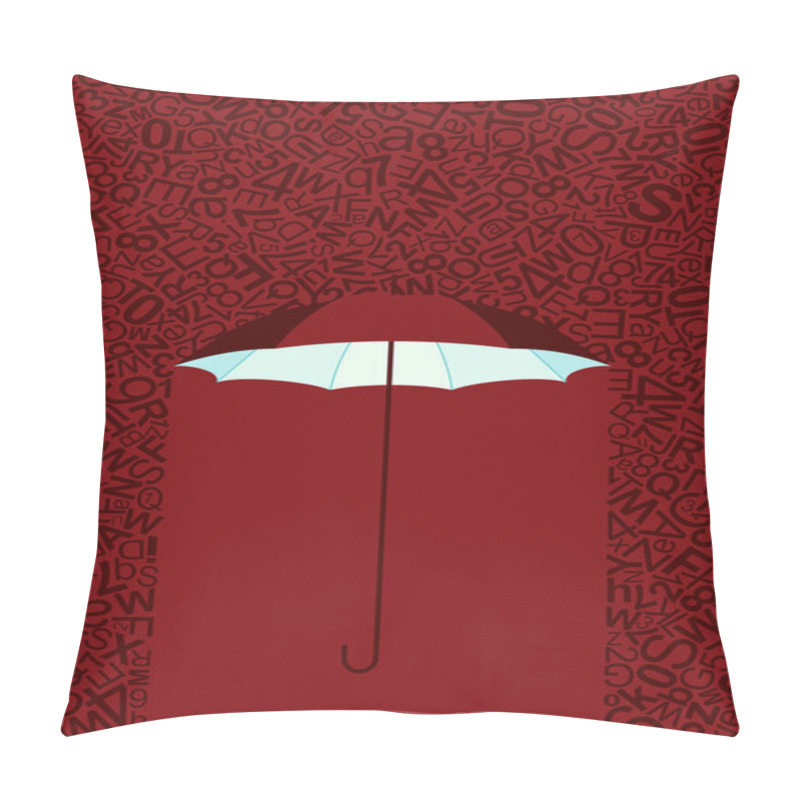 Personality  Raining Text / Vector Umbrella Background; Greeting Card With Rain Of Letters, No Rain And Text Under Open Umbrella. Pillow Covers