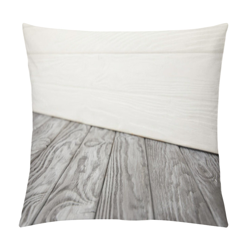 Personality  Grey Wooden Floor And White Wooden Wall Pillow Covers