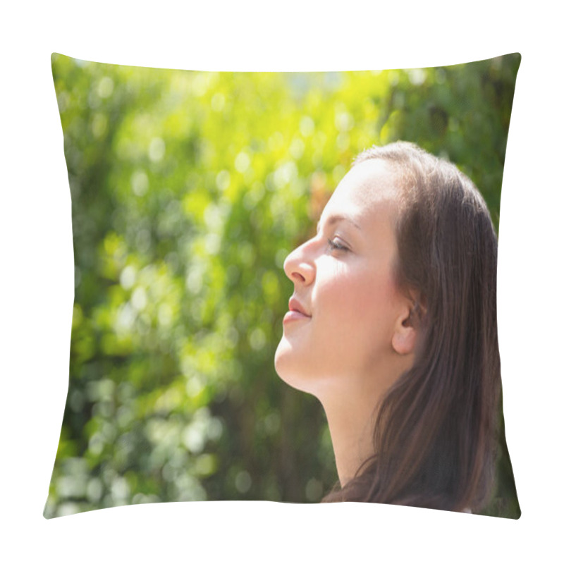 Personality  Close-up Of A Beautiful Young Woman Closing Her Eyes Pillow Covers