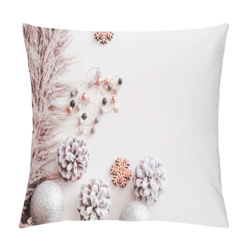 Personality  Christmas Flatlay On White Background Pillow Covers