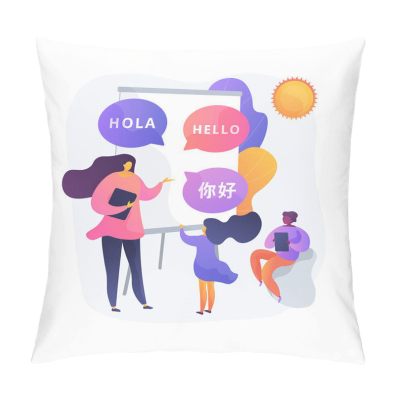 Personality  Language Learning Camp Abstract Concept Vector Illustration. Pillow Covers