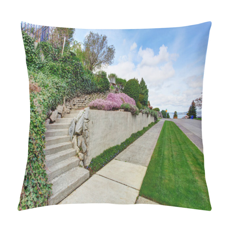 Personality  House Entrance Stairs. Walkway And Driveway View Pillow Covers