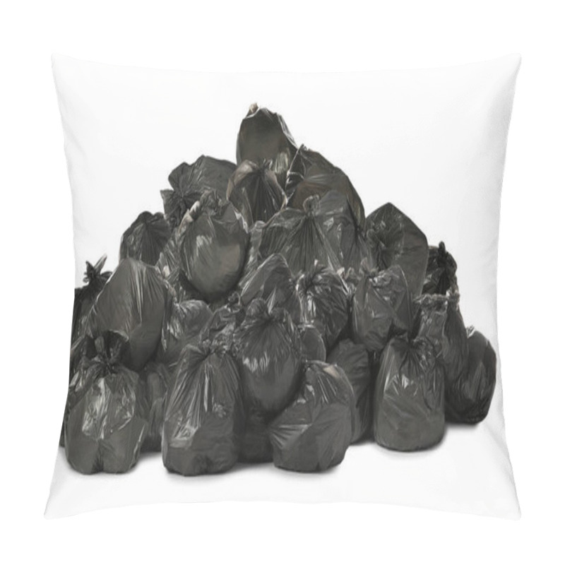 Personality  Big Heap Of Trash Bags With Garbage On White Background Pillow Covers