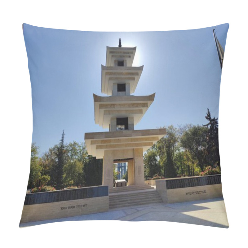 Personality  Ankara, Turkey, October 9, 2024, Memorial To Turkish Soldiers Who Fought In Korea. Monument Of Turkish Soldiers In The Korean War: A Tower Of Courage Standing Tall, Bridging History And Honor Pillow Covers