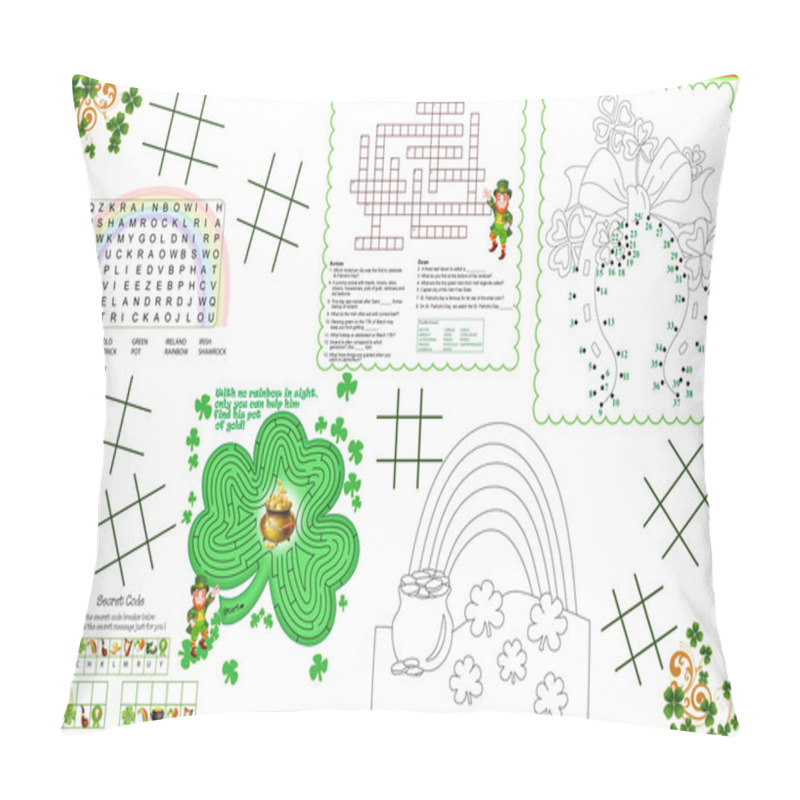 Personality  Placemat  St. Patrick's Day Printable Activity Sheet 2 Pillow Covers