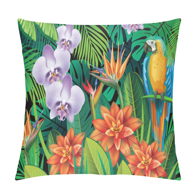 Personality  Background With Exotic Tropical Flowers Pillow Covers