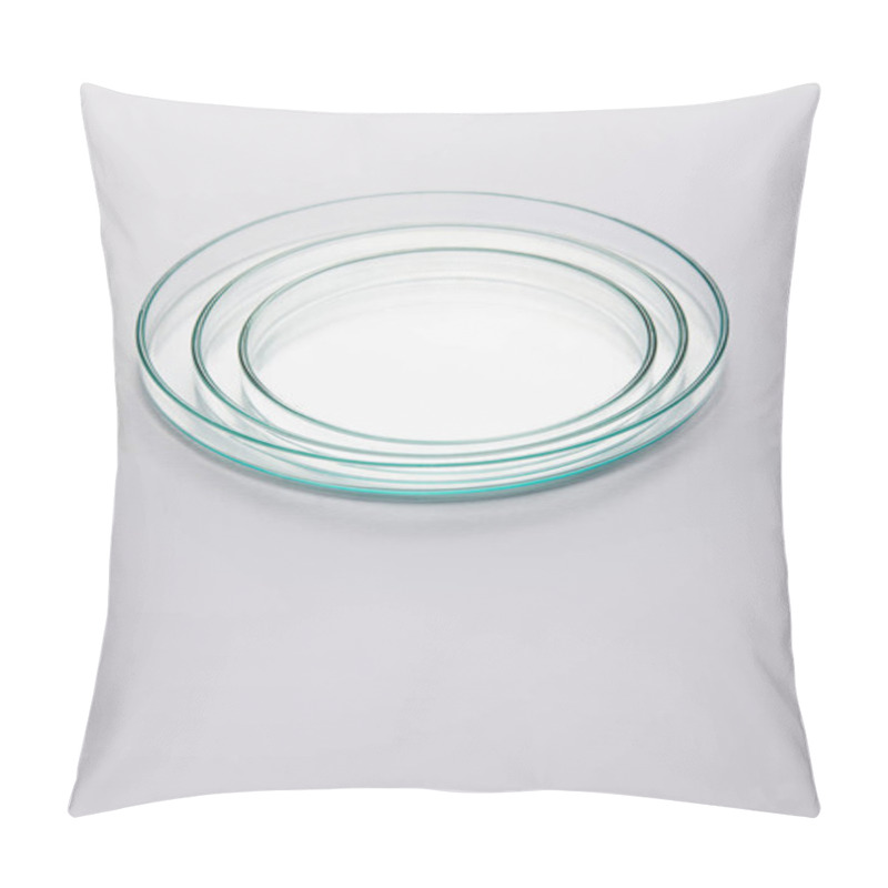 Personality  High Angle View Of Laboratory Empty Glassware On Grey Background Pillow Covers