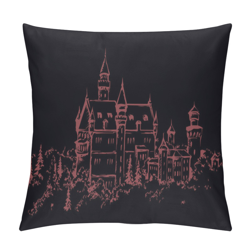 Personality  Famous German Castle. Vector Drawing Pillow Covers