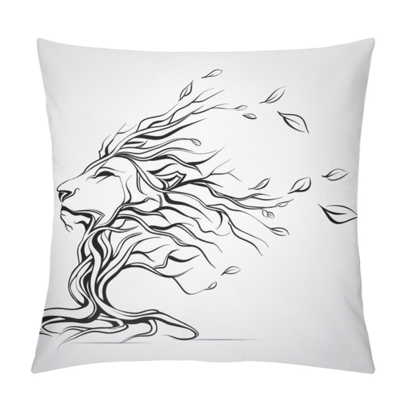 Personality  Head Of Lion In Form Of Tree Pillow Covers