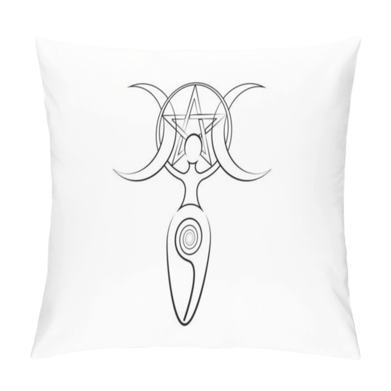 Personality  Spiral Goddess Of Fertility And Triple Moon Wiccan. The Spiral Cycle Of Life, Death And Rebirth. Wicca Pentacle, Woman Mother Earth Symbol Of Sexual Procreation, Vector Tattoo Sign Icon Isolated Pillow Covers