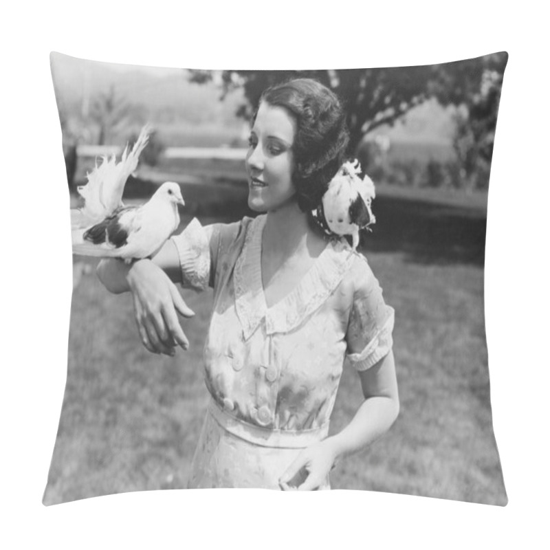 Personality  Woman With Birds Pillow Covers