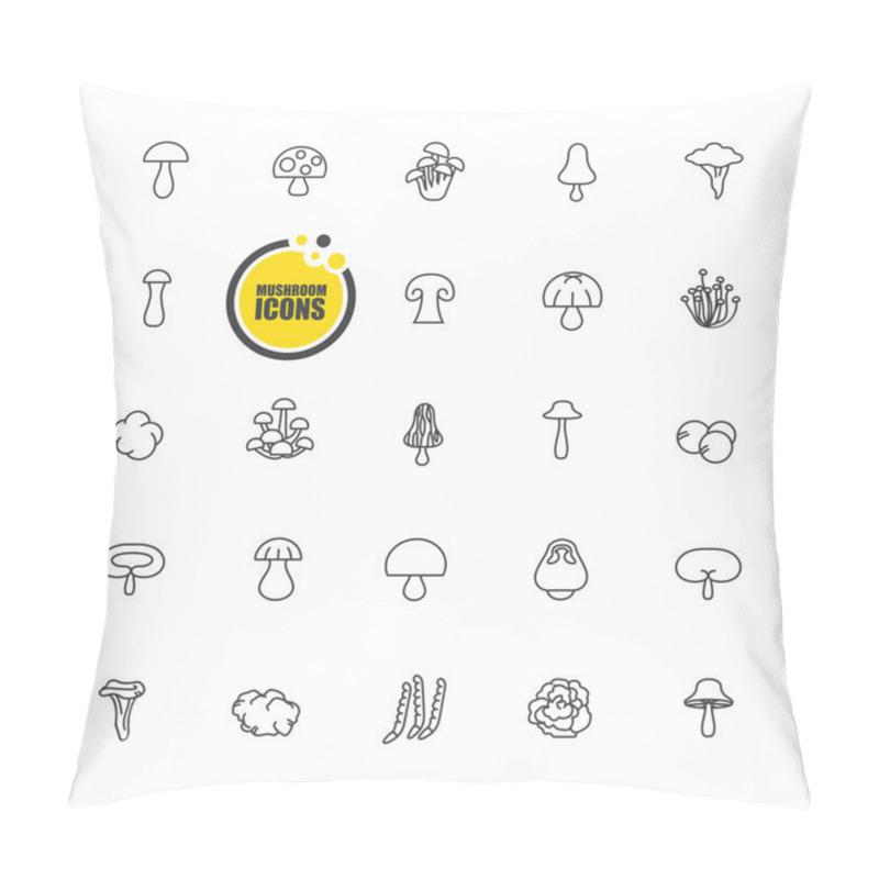 Personality  Mushrooms Icon Black Set Pillow Covers