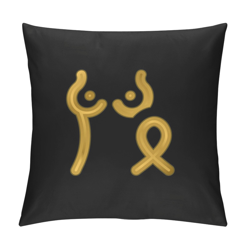 Personality  Breast Cancer Gold Plated Metalic Icon Or Logo Vector Pillow Covers