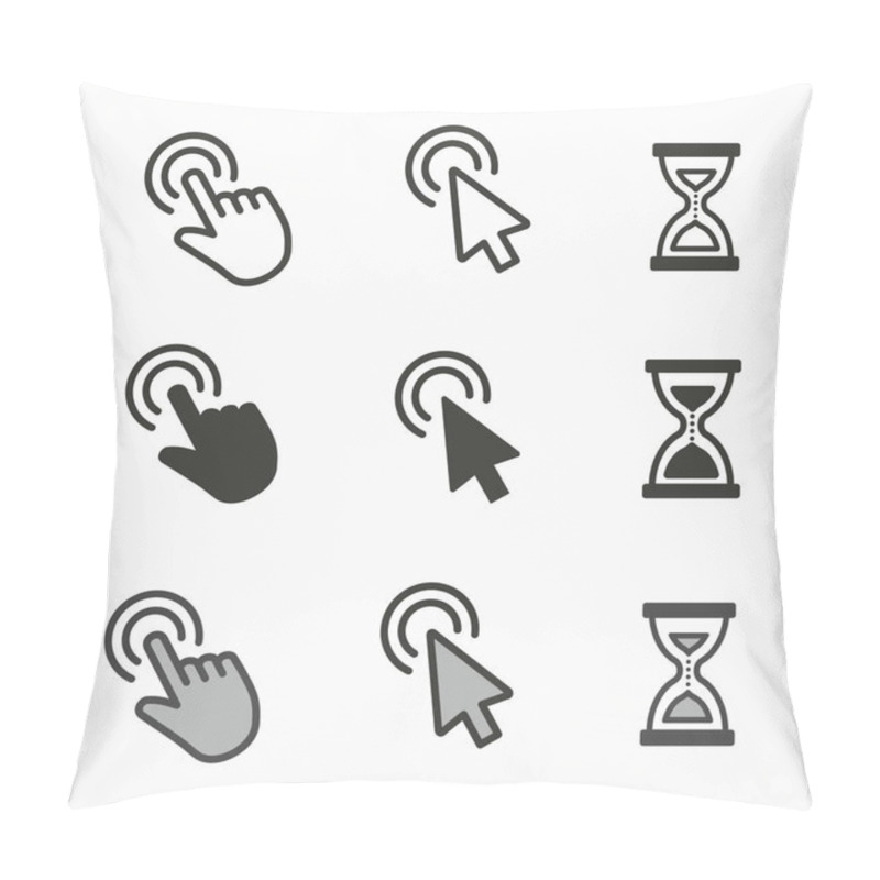 Personality  Cursor Icons. Mouse, Hand, Arrow, Hourglass Illustration Isolated On White. Pillow Covers