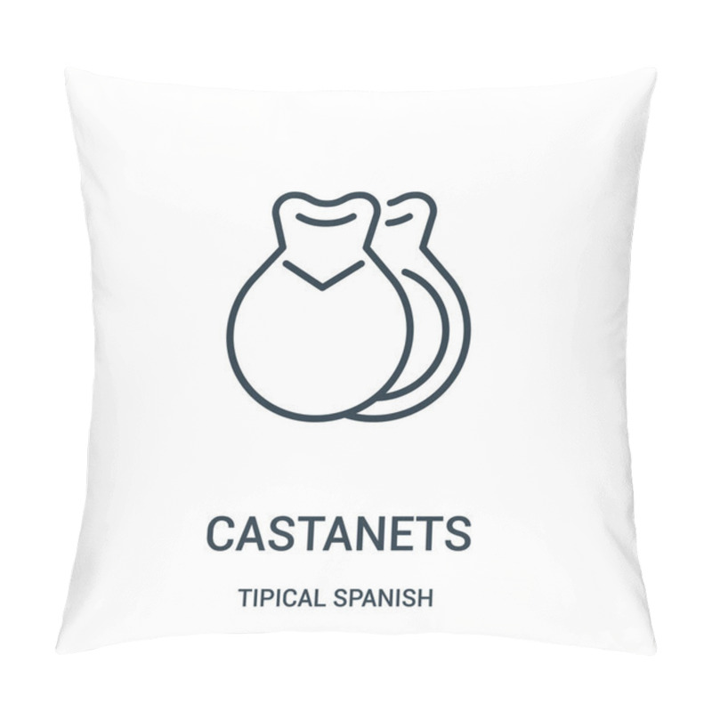 Personality  Castanets Icon Vector From Tipical Spanish Collection. Thin Line Castanets Outline Icon Vector Illustration. Linear Symbol For Use On Web And Mobile Apps, Logo, Print Media. Pillow Covers