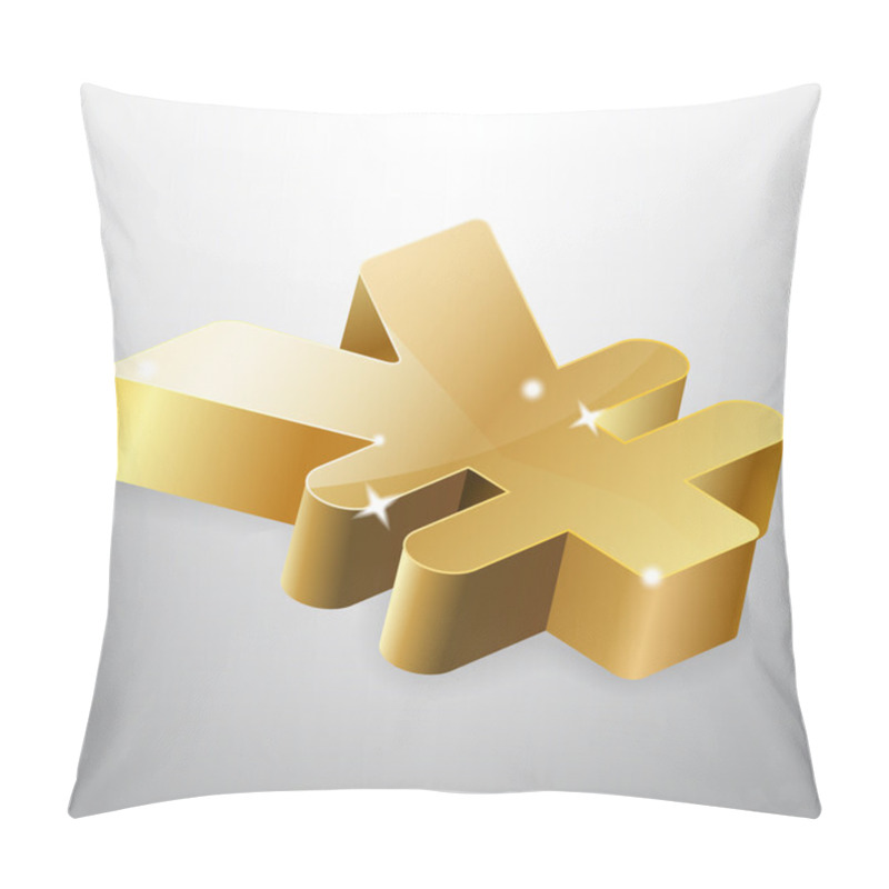 Personality  Golden Yen Sign. Vector Illustration. Pillow Covers