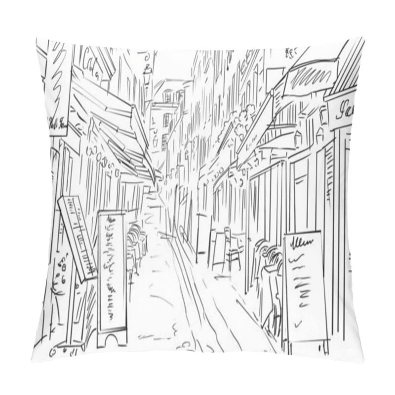 Personality  Street In Paris -sketch  Illustration  Pillow Covers