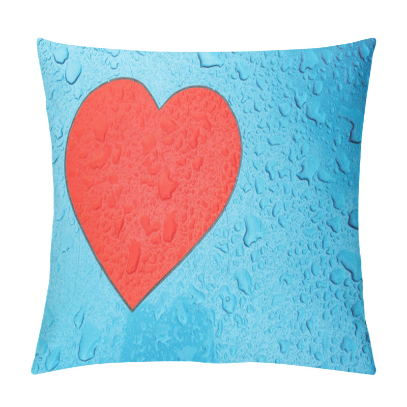 Personality  Heart Shape Symbol And Raindrops On Metal Surface, Love And Romance Concept Pillow Covers