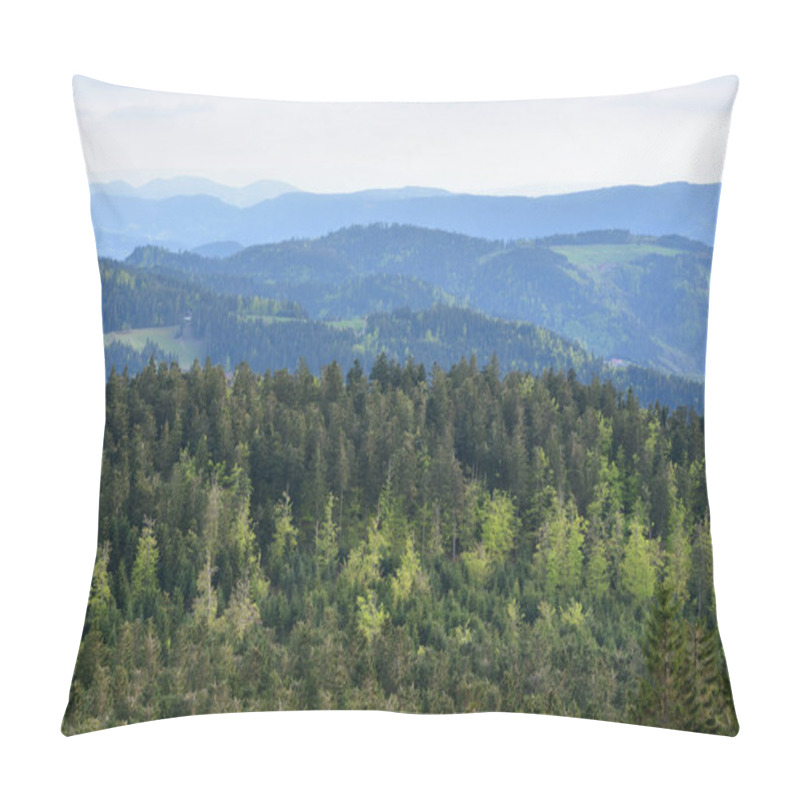 Personality  Picturesque Landscape With Coniferous Forest And Hills In The European Forest Of Schwarzwald, Germany. The Concept Of Ecology, Tourism Pillow Covers