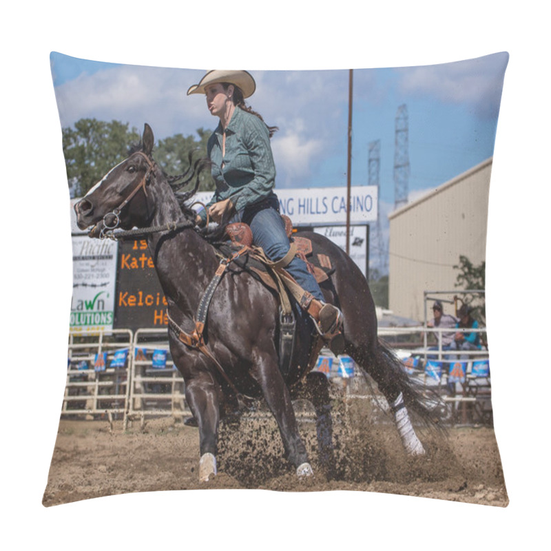 Personality  Barrel Racer, Cottonwood, California. Pillow Covers