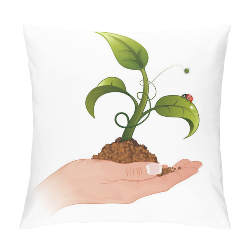 Personality  Woman Hand With The Sprout Pillow Covers