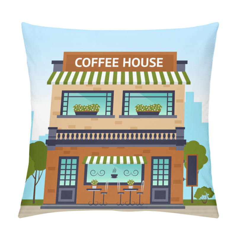 Personality  Coffee House Building Pillow Covers