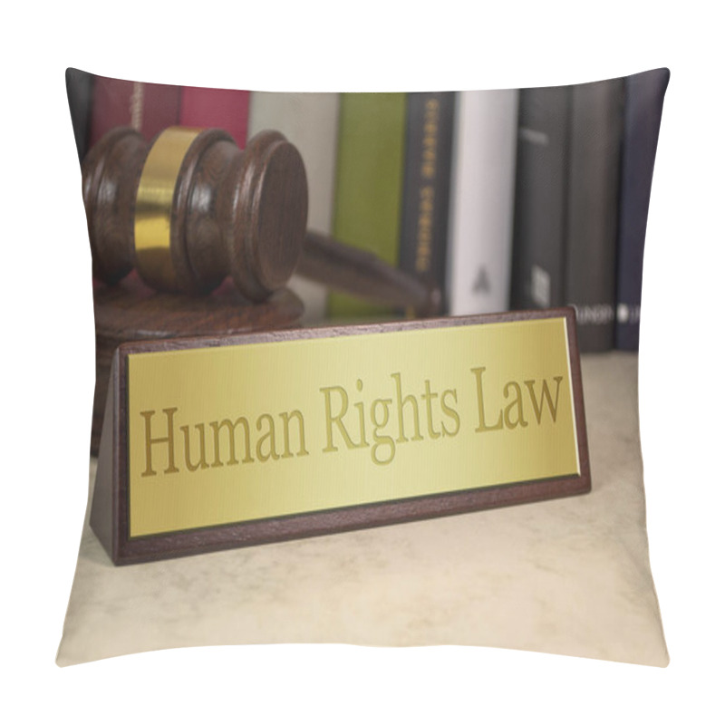 Personality  Golden Sign With Gavel, Law Books And Human Rights Law Pillow Covers