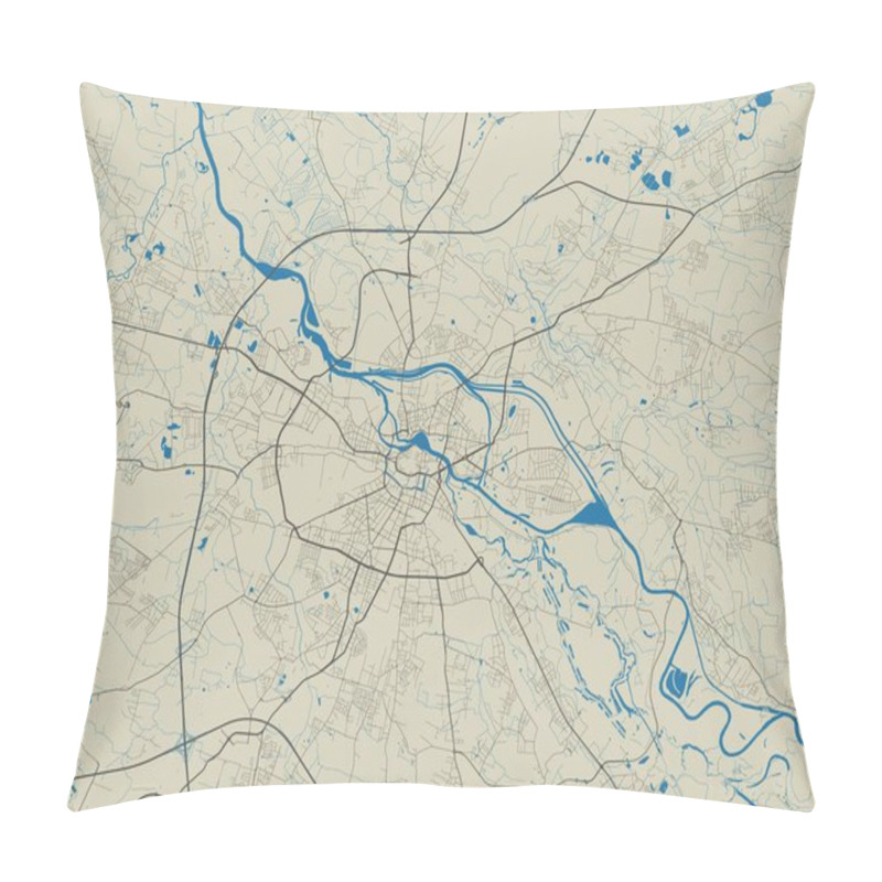 Personality  Ector Map Of Wroclaw. Street Map Poster Illustration. Wroclaw Map Art. Pillow Covers