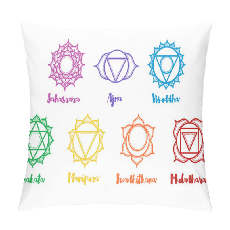 Personality  Indian Ornamental 7 Chakras Icons Set Pillow Covers