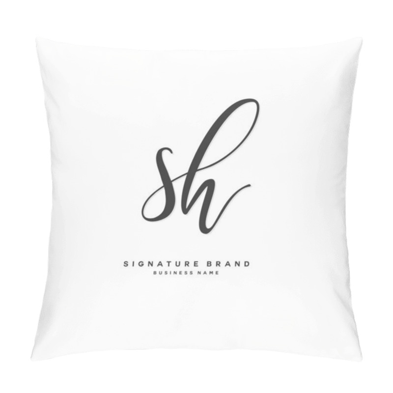 Personality  S H SH Initial Letter Handwriting And Signature Logo Concept Design Pillow Covers