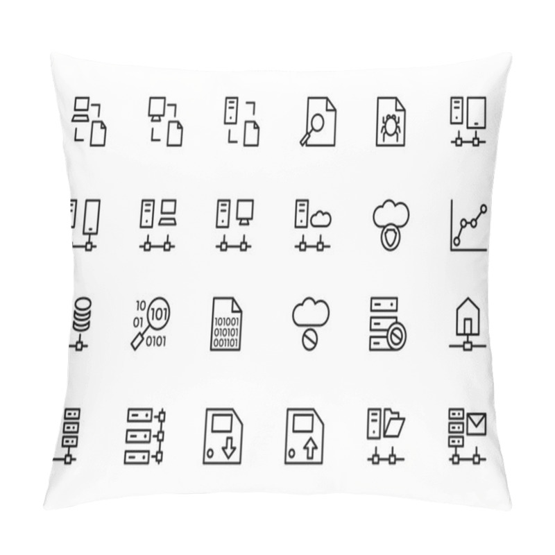 Personality  Database And Server Line Vector Icons 5 Pillow Covers