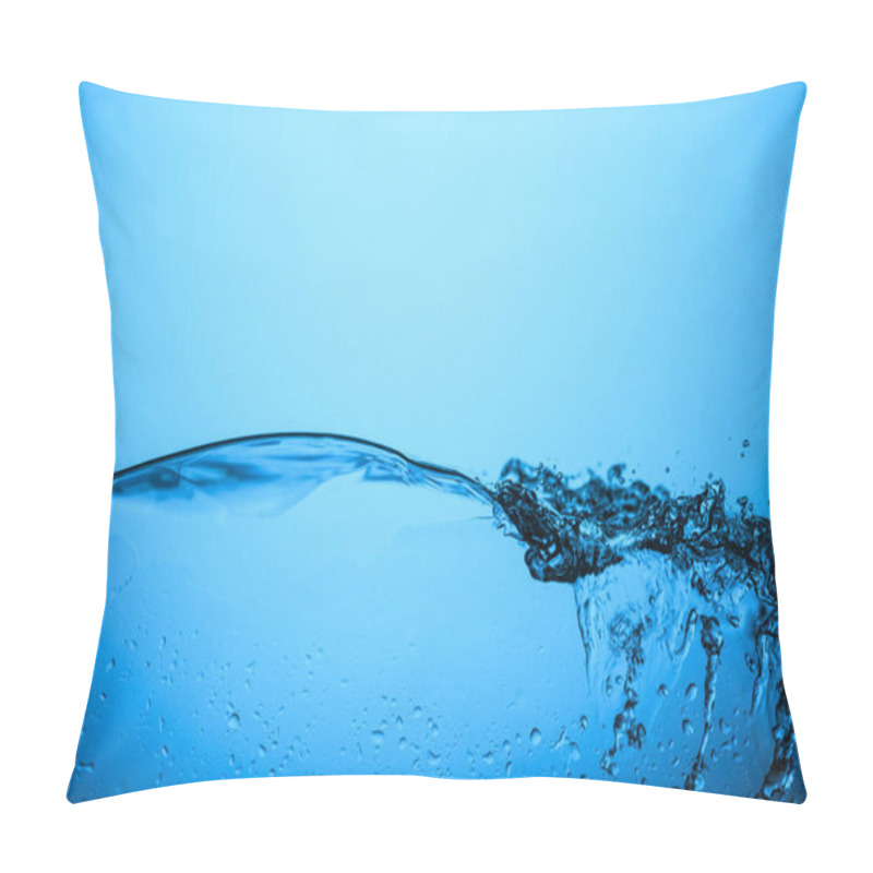 Personality  Flowing Water Texture With Bubbles And Drops, Isolated On Blue Pillow Covers