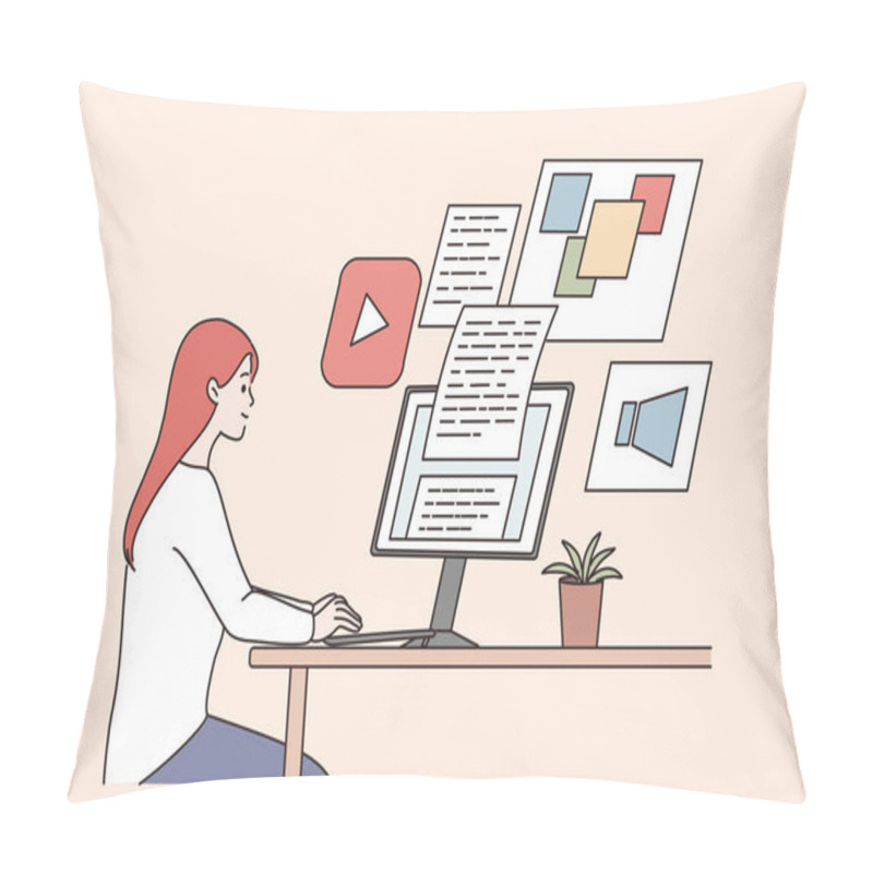 Personality  Creativity, Remote Work, Freelance Concept Pillow Covers