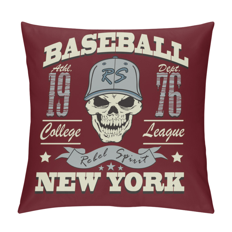 Personality  Baseball Skull T-shirt Graphic Design Pillow Covers