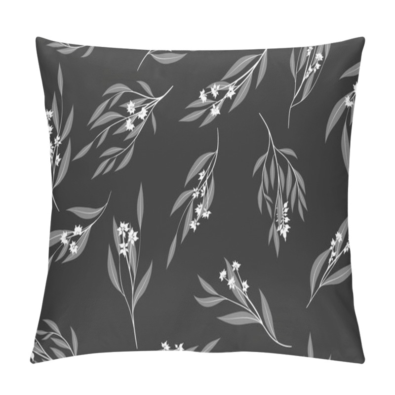 Personality  Eucalyptus Vector. Monochrome Seamless Pattern With Vector Leaves, Branches And Floral Element. Elegant Background For Rustic Wedding Design, Fabric, Textile, Dress. Eucalyptus Vector In Vintage Style Pillow Covers